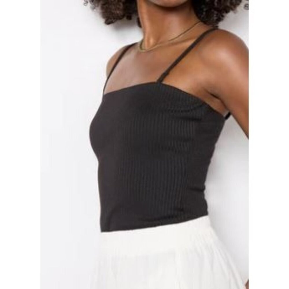 Evereve Evie Rib Tube Top Women Size Large NWT Removable Straps Square Neckline
